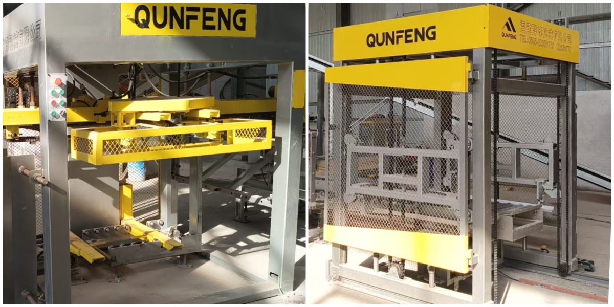 The QS1000 fully automatic concrete product production line from Qunfeng Machinery features automated auxiliary equipment; its high level of intelligence effectively reduces the need for manual intervention. Dây chuyền sản xuất sản phẩm bê tông hoàn toàn tự động QS1000 của Qunfeng Machinery có thiết bị phụ trợ tự động; mức độ thông minh cao của nó giúp giảm thiểu nhu cầu can thiệp thủ công một cách hiệu quả.