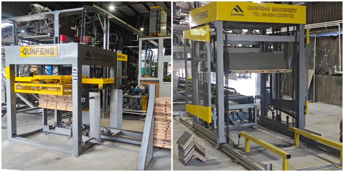 Qunfeng Machinery block-making production line put into operation by a Russian client. Dây chuyền sản xuất khối máy móc Qunfeng được khách hàng Nga đưa vào vận hành.