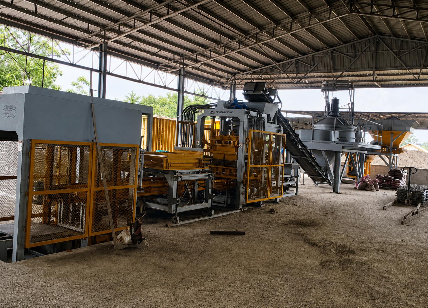 Máy ép gạch lát nền bằng công nghệ thủy lực và rung